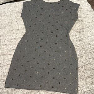 Gray Dress with Brass Studs